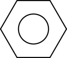 A black and white drawing of a hexagon vector