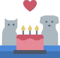 A cat and dog are sitting next to a cake with candles vector