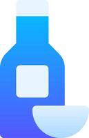A blue bottle with a bowl of water vector