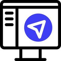 A computer monitor with a blue and white logo vector