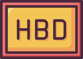 A yellow and black sign with the word hbd vector