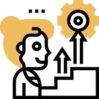 A man is standing on a ladder with a gear on the top vector