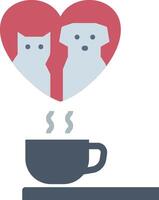 A dog and cat are sitting in a heart shaped cup of coffee vector