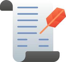 A paper document with a pen and a feather vector