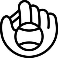 A black and white drawing of a baseball in a glove vector