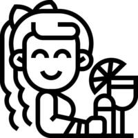 A woman holding a drink and smiling vector