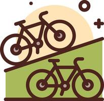 Bicycle icon with a mountain bike on top of a hill vector