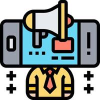 A man with a megaphone on his head vector