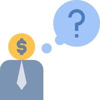 A man with a dollar sign in his head and a question mark above his head vector
