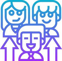 People with arrows and a blue background vector