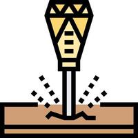 A drill is drilling into a wooden block vector