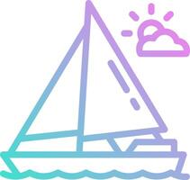 A sailboat with clouds and sun in the background vector