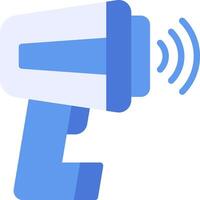 A blue and white hand held device with a microphone vector