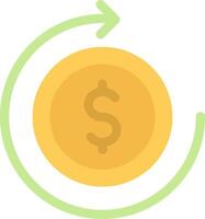A dollar coin is shown in a circle with an arrow pointing up vector