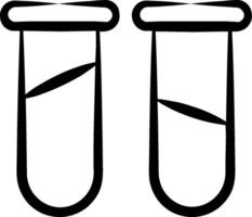 Two test tubes with a black outline vector