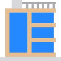 A blue and white building with a balcony vector
