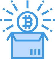 Bitcoin in a box with a light shining on it vector