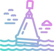 A lighthouse floating in the ocean with a sign on it vector