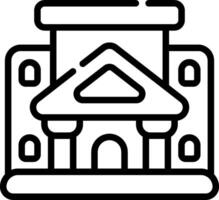A building icon with a clock on top vector