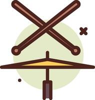 Drum kit icon with crossed sticks and drum vector