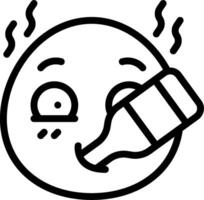 A black and white drawing of a face with a bottle of wine vector