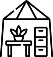 A tent with a desk and plant inside vector