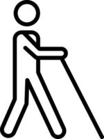 A black and white silhouette of a person walking with a cane vector