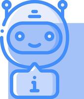 A robot with a blue background and a blue sign vector
