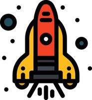 A rocket ship icon with a black and red color vector