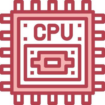 un rojo y blanco computadora procesador icono vector