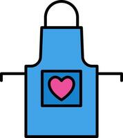 A blue apron with a pink heart on it vector