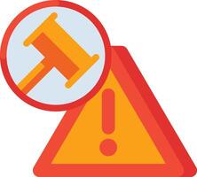 A hammer and a warning sign on a white background vector