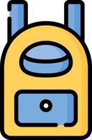 Backpack icon with blue and yellow colors vector