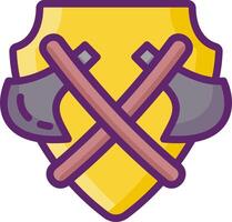 A shield with crossed axes on it vector