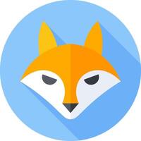 A flat icon of a fox with long shadow vector