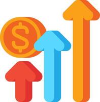 An arrow with a dollar sign and dollar sign vector