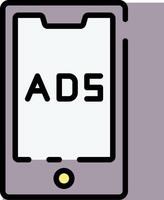 An ad on a cell phone with the word ads vector