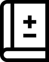 A black and white image of a book with a cross on it vector