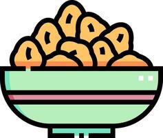 A bowl of food with a green stripe on it vector