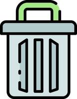 A trash can icon with a green handle vector