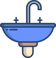 A blue sink with a faucet and a faucet vector