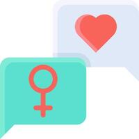 Two speech bubbles with a heart and female symbol vector