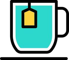 A cup of tea with a tag hanging on it vector