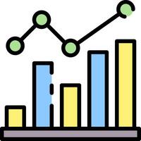 An icon of a bar chart with a line going up vector