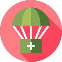 A flat icon of a parachute with a medical cross vector