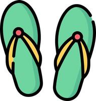 A pair of flip flops with a green and yellow strap vector