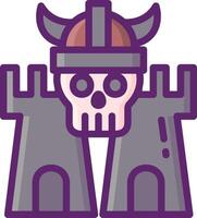 A skull with a helmet and a castle in the background vector
