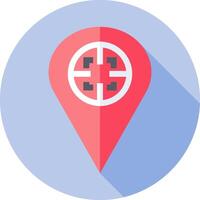 A red pin with a cross on it vector