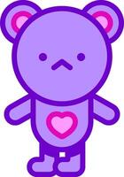 A purple teddy bear with a heart on its chest vector