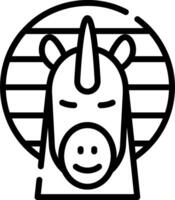 A black and white line drawing of a unicorn vector